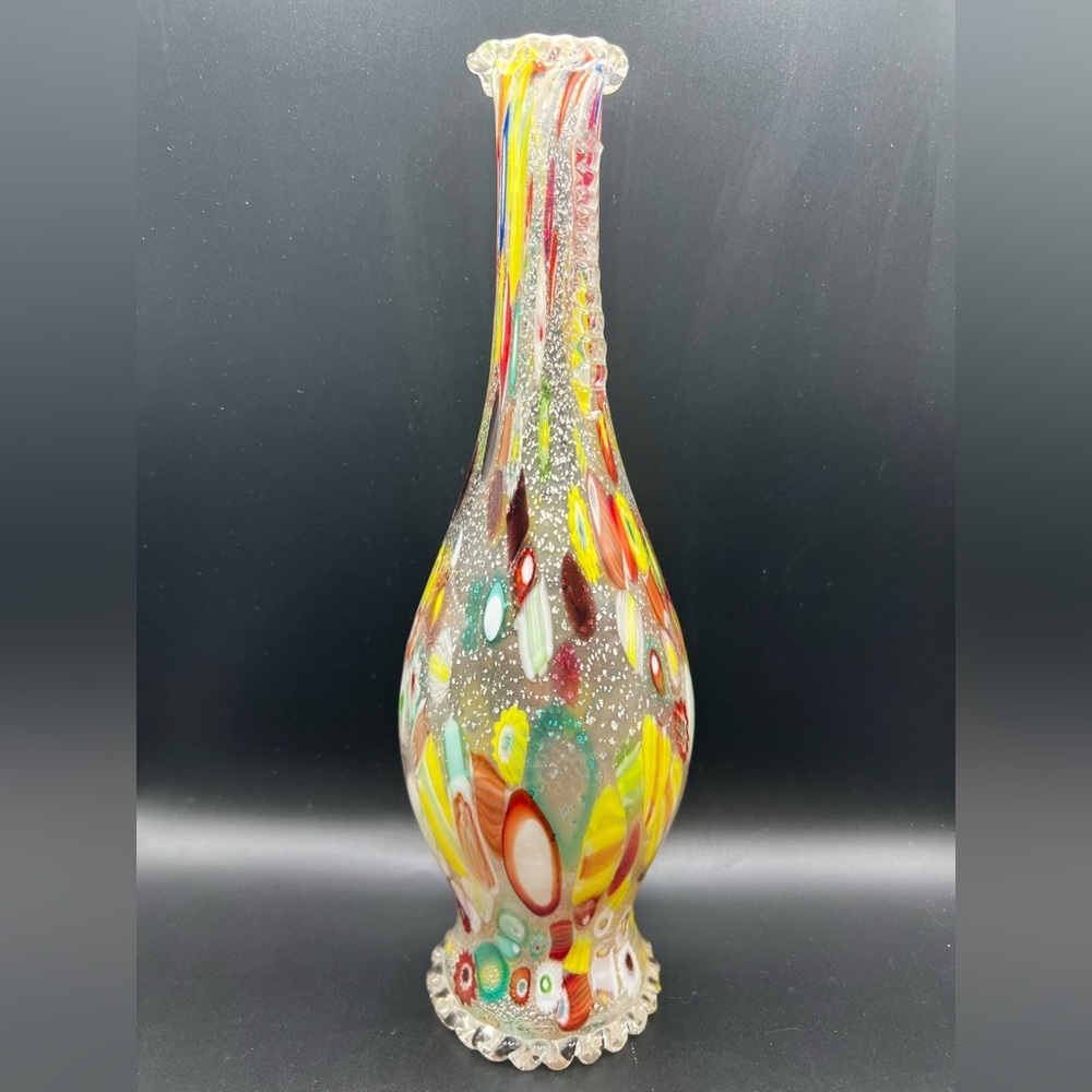 Murano glass millefiori vase or decanter